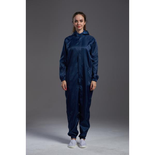 Buy cheap Food Processing Garment Resuable straight open zipper hooded coverall dark blue durable in food processing Workshop from wholesalers