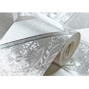 Buy cheap Moisture Proof Modern Removable Wallpaper with Silver Geometric Pattern from wholesalers