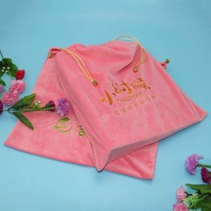 Embroidery Logo Pp String Photo Album Velvet Drawstring Bag