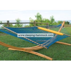 Porch Blue Rope Hammock XXL Family Size With Deluxe 65 Inches Spreader Bars
