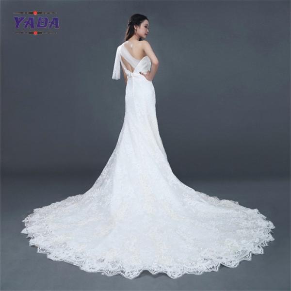 New arrival pure white lace hand rose appliques beaded floor length off shoulder mermaid wedding dress bridal gown