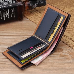 Anti-Scratch Function PU Leather Men's Short Wallet with Passport Holder and