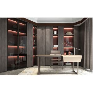 Buy cheap Red Melamine With LED Lights Custom Made Bookshelf Living Room Display Cabinet from wholesalers