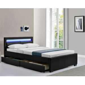 Buy cheap LED Bed Double Upholstered Faux Leather Slatted Frame With Box from wholesalers