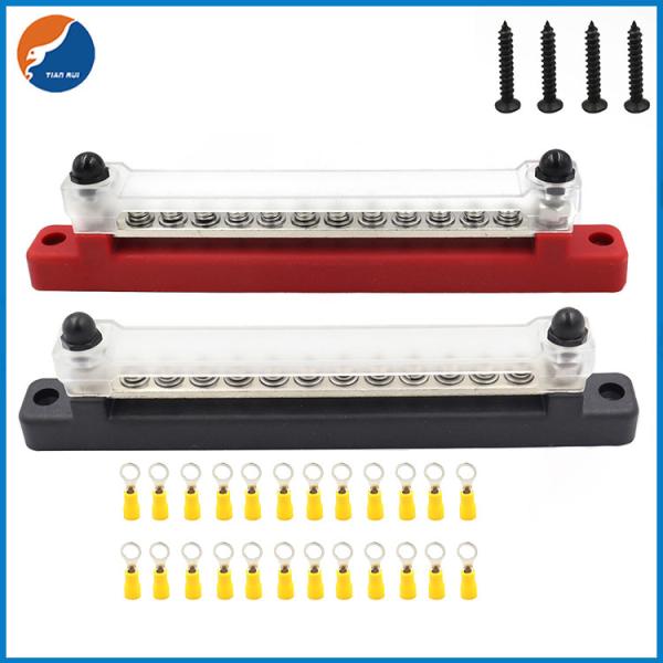 12 Way Common Busbar , 150A RV Marine Solar Copper Terminal Bus Bar With Cover