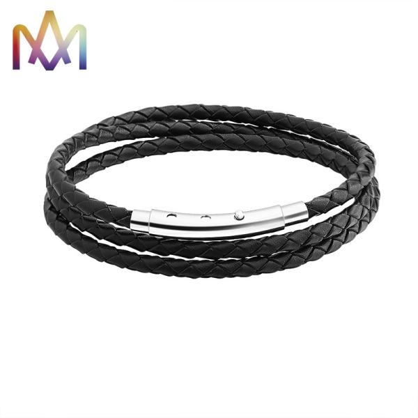 Buy cheap OEM Multi Layer Braided Leather Bracelet With Magnetic Clasp from wholesalers