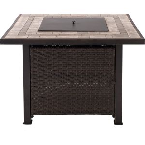 China Square Tile Top Modern Propane Fire Pit With All Weather Wicker Powered Brazier on sale