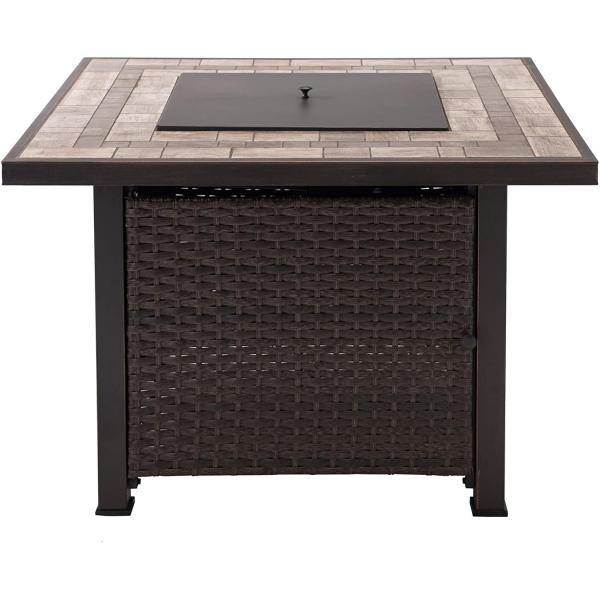 Quality Square Tile Top Modern Propane Fire Pit With All Weather Wicker Powered Brazier for sale