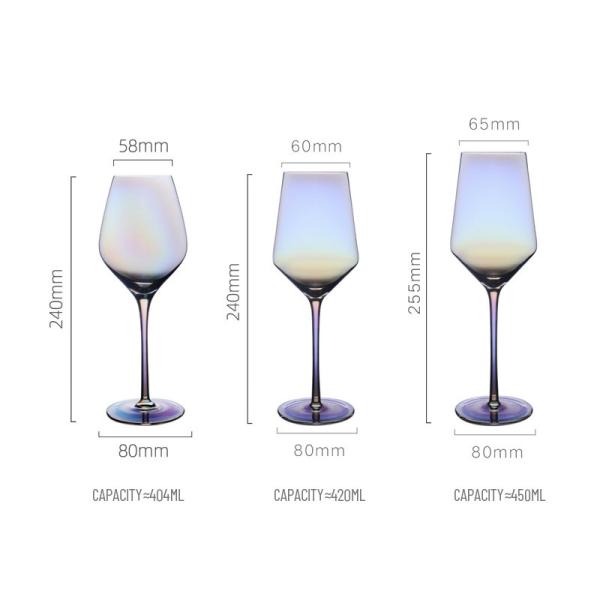 Custom Logo 4pcs 12oz Lead-Free Crystal Rainbow Plated Wine Glasses for Weddings Stylish & Durable