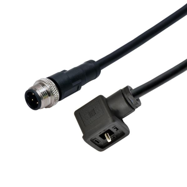 M12 Molding 5pins Male Straight Waterproof Connector To Solenoid Valve A Type 3+PE Connector
