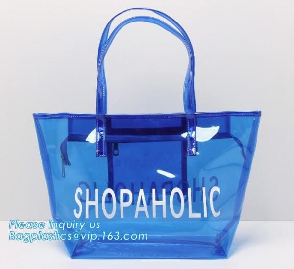 pvc gift bag / transparent shopping bag / wholesale china pvc handbags, PVC coated shopping bag, rope handle clear pvc b