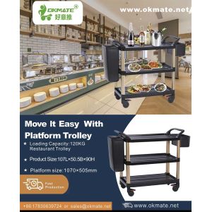 Buy cheap Three Tier Dinning Folding Flatbed Trolley Silent Robust 120KG Load from wholesalers