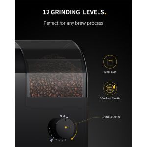150W Burr Coffee Grinder ABS Adjustable 2-12 Cups 14 Setting Electrical Coffee
