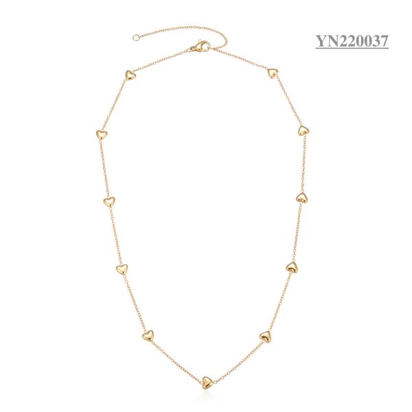 Quality Retro Luxury Long Gold Stacked Necklaces With Heart Pendant for sale