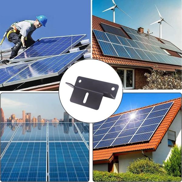 Metal/Tin Roof Solar Panel Mounting 4pcs Black Z Brackets for Panel Installation