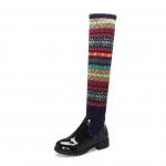Buy cheap JBFB09 Colorful OEM Womens Flat Knee High Boots Customized Fly Woven from wholesalers