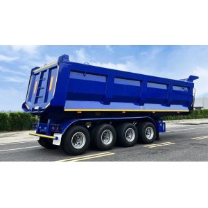 Buy cheap CIMC 4 axles 22/24/26/28/30 ft high strength and durable steel HYVA cylinder offer swift unloading end dump truck semi trailer from wholesalers