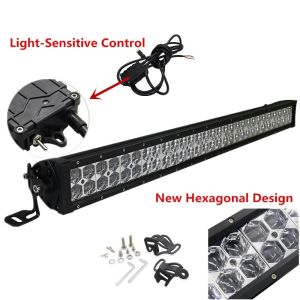 Buy cheap 300W 6D Hexagonal Lens LED Light Bar with Mounting Brackets & Light-Sensitive Controller from wholesalers