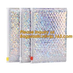 Hot Metallic Colorful Bagease Packaging Zipper Bubble Bag For Cosmetic Packaging