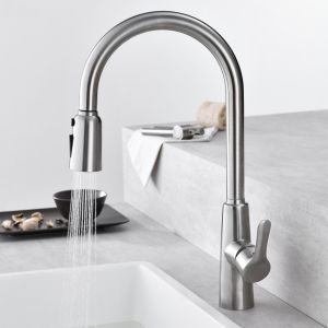 Single Lever Smart Kitchen Faucet HOMEKA With Extendable Pull Down Hose