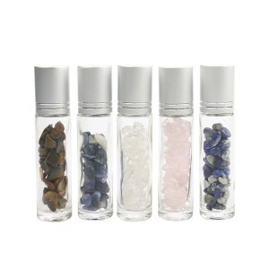 China 1ml Natural Gemstone Roller Ball Bottle Custom Roll On Tube With Stone Rollers Applicator on sale