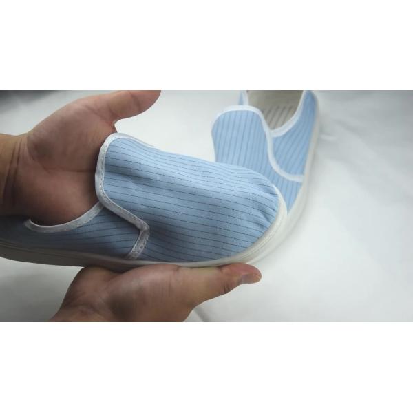 Electrical factory cleanroom stripe canvas PVC outsole shoe breathable esd