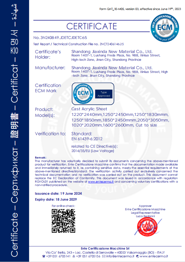 Shandong Jiaxinda New Material Co., Ltd Certifications