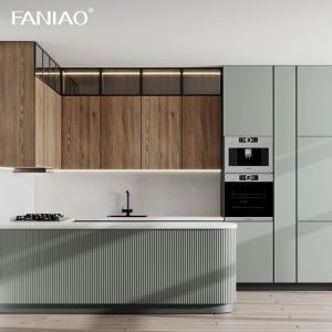 Buy cheap Free Design China Made Ready To Assemble Modular Modern Green Melamine Kitchen Cabinet from wholesalers