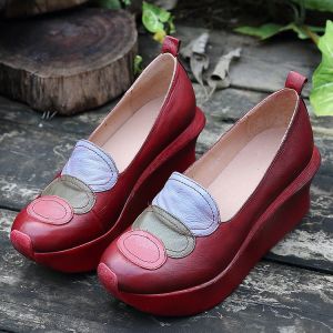 Buy cheap S465 Women'S Shoes New Leather Casual Rocking Shoes Original Handmade Shoes Flat Color Matching Single Shoes from wholesalers
