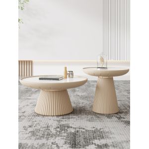 Buy cheap PU Pedestal Marble Top Wood Coffee Table Round Bowl Shaped from wholesalers