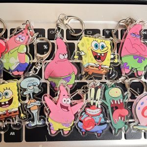Transparent Acrylic Keychain With Metal Ring Durable Cartoon SpongeBob