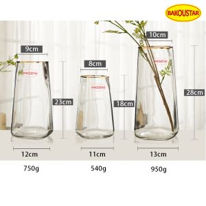 Buy cheap Hand Blown Square Clear Glass Vase With Gold Tracing from wholesalers