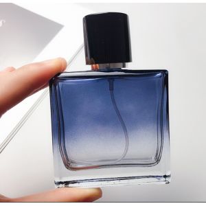 Buy cheap Refillable Blue Square Luxury Glass Perfume Bottle 50ml 30ml from wholesalers