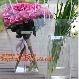 Buy cheap Customized PP plastic transparent flower carry bags with hanging,Eco-friendly Recyclable flower bag transparent pp bag f from wholesalers