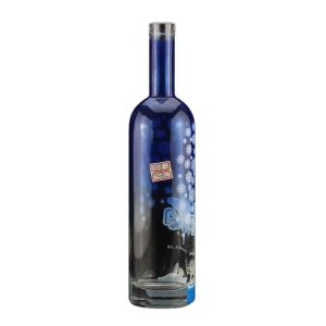 Fancy Screen Printing Round Shape Blue Vodka Bottle for Industrial of Liquor and