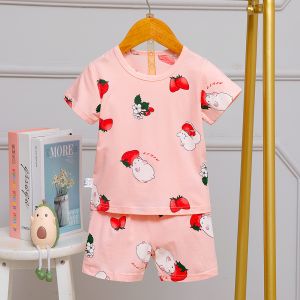 Buy cheap Flower Summer Pyjama Sets / Pink Silk Pajamas 80cm 90cm height from wholesalers
