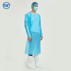 Buy cheap S&J Disposable Isolation Gown Individual Wrapped Long Sleeve & Thumb Hole Unisex Liquid-Proof CPE Gown Disposable from wholesalers