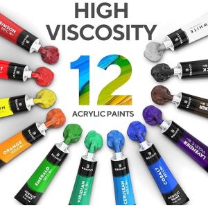 Buy cheap OEM 12 Colors Acrylic Paint Set For Canvas With Butter Consistency Great Coverage from wholesalers