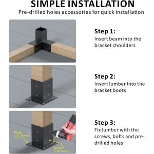 4x4 Pergola Right Angle Brackets Wooden Post Brackets for Extending Gazebo