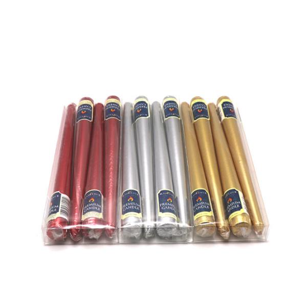 Factory wholesale high quality electroplating multiple colored gold silver long burning non drip taper candles