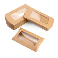Buy cheap Small Gift Package Custom Window Pillow Boxes Yellow Kraft Paper Pillow Box product