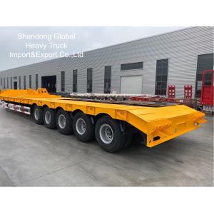Buy cheap Q345B High-Tensile Steel Lowbed Semi Trailer with 60-100 Tons Loading Capacity and Customizable Length product