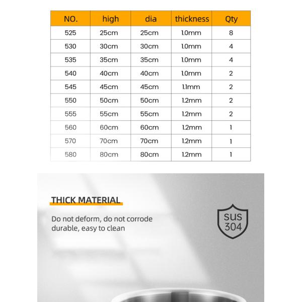 Factory Direct Sale Kitchen Cooking Pots Cookware 304 Stainless Steel Soup Bucket Metal Large Capacity Stock Bucket