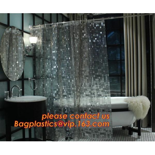 Shower Curtain 180X180 cm Waterproof Peva Material incl. 12 oval Shower Rings,