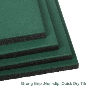 Interlocking Tiles 20X20X1 Heavy Duty Rubber Tile Green Non-Slip Outdoor Rubber