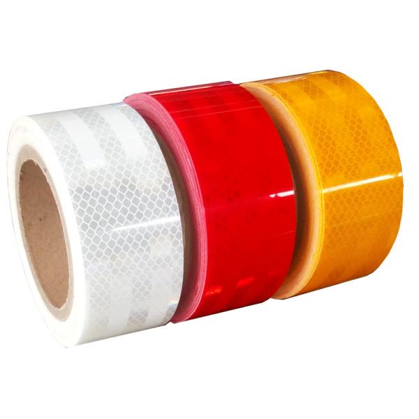 Quality White Yellow Red Diamond Prismatic Reflective Sheeting In Rolls Packaging for sale