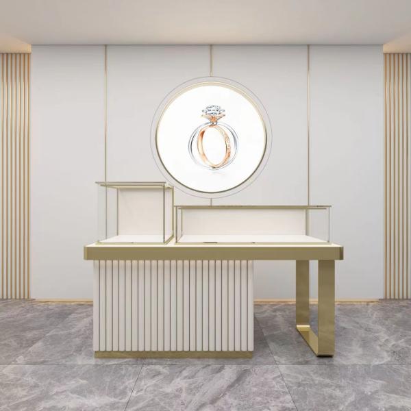 Quality MDF Luxury Display Cabinets Cabinets Window Luxury Jewelry Display Cases for sale