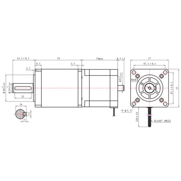 57*57*54mm NEMA 23 Planetary Gear Stepping Motor Dual Shaft 50/1 For Extrusion Machine