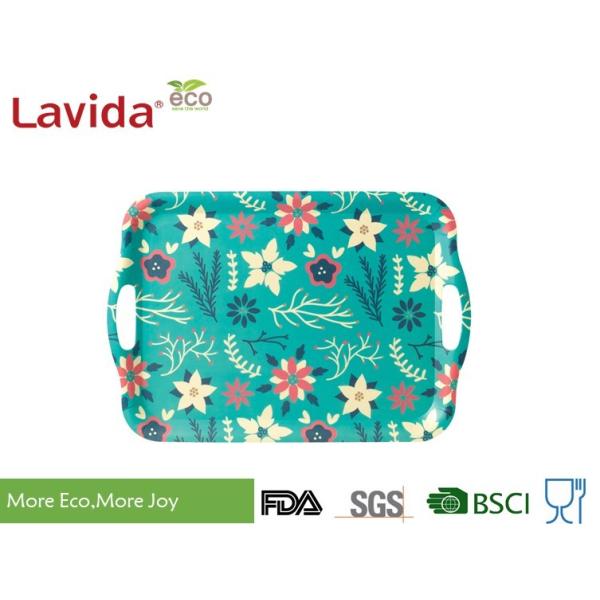 Quality Top Selling Cheap price customized prints Anti-slip Bamboo Fiber Tray Wooden Food Tray Plastic Serving Tray 3-pc set for sale