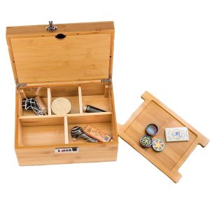 Buy cheap bamboo Stash Box with Rolling Tray for Herbs and Accessories Store Grinders Papers Portable Organizer with Dividers from wholesalers